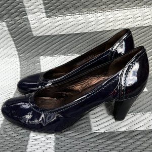 AGL Attilio Giusti Leombruni Navy Blue, Patent Leather Heels, Size 41